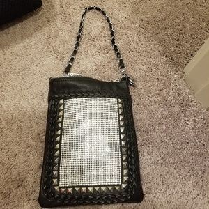 Black & silver satchel/crossbody